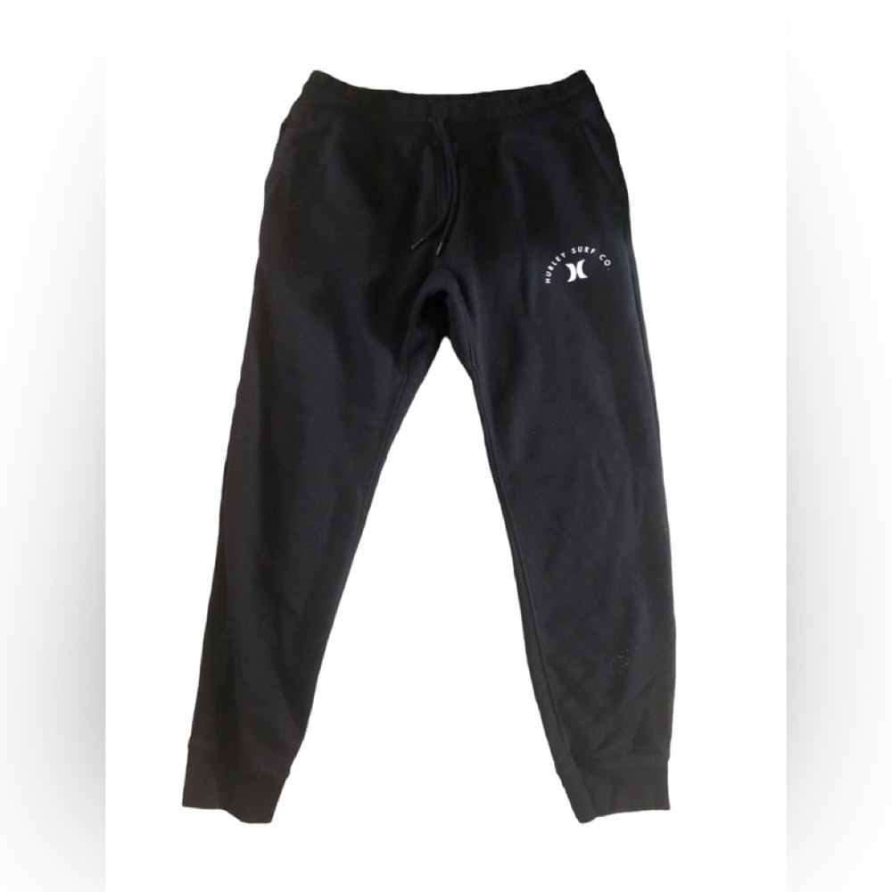 Hurley Coastal Dunes Fleece Jogger Sz L Black Drawstring Close Athletic Men’s